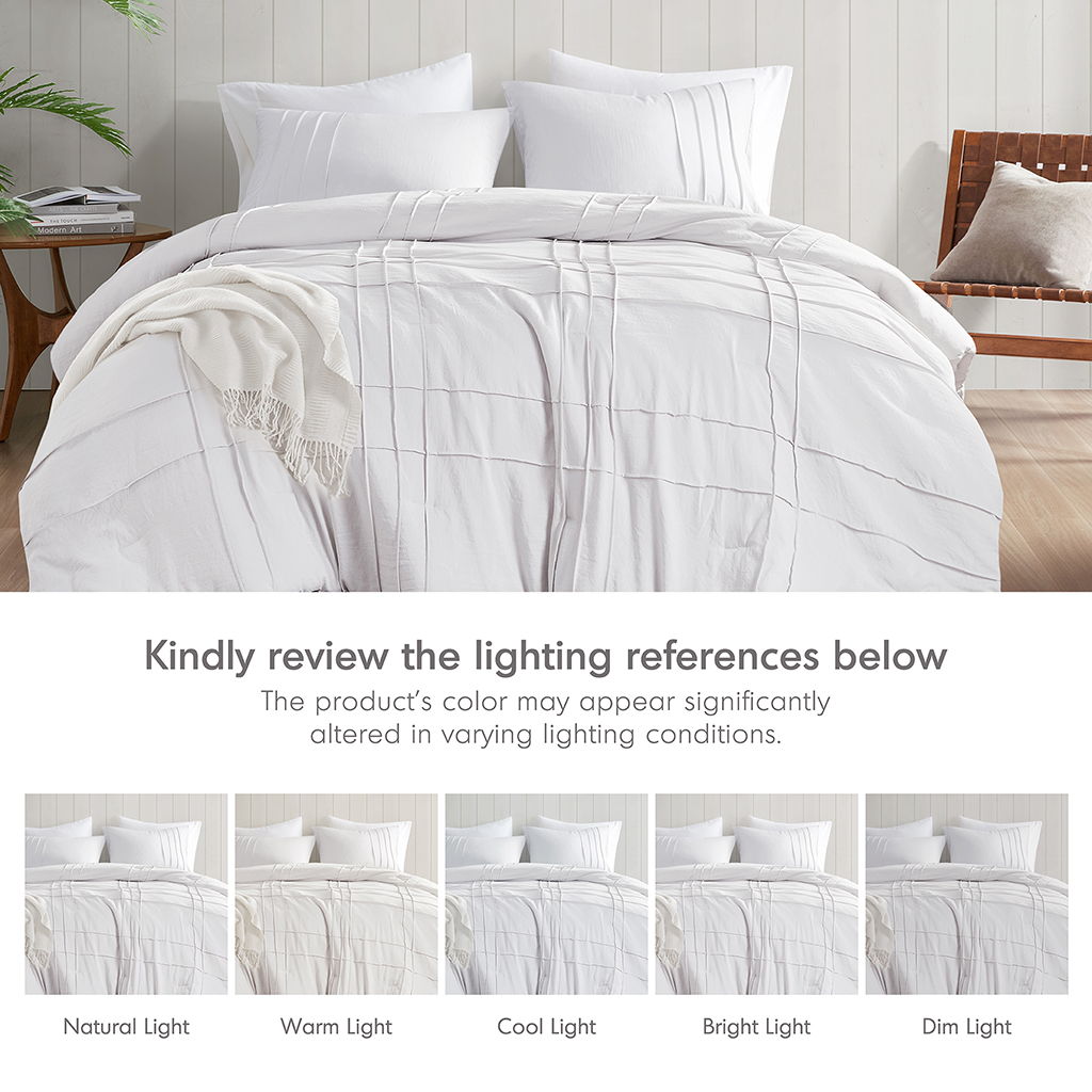 Porter - King Soft Washed Pleated Comforter Set - White