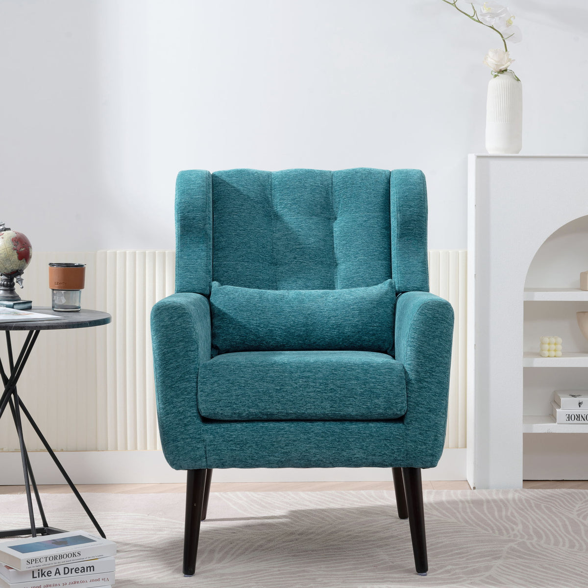 Modern Accent Chair Upholstered Foam Filled Living Room Chairs Comfy Reading Chair Mid-Century Modern Chair With Fabric Lounge Arm Chairs Armchair For Living Room Bedroom