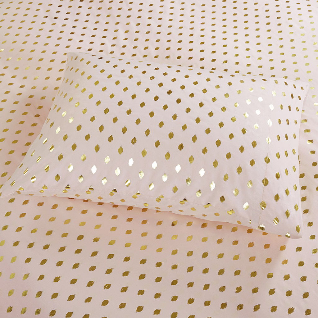 Metallic Dot - Full Printed Sheet Set - Blush / Gold