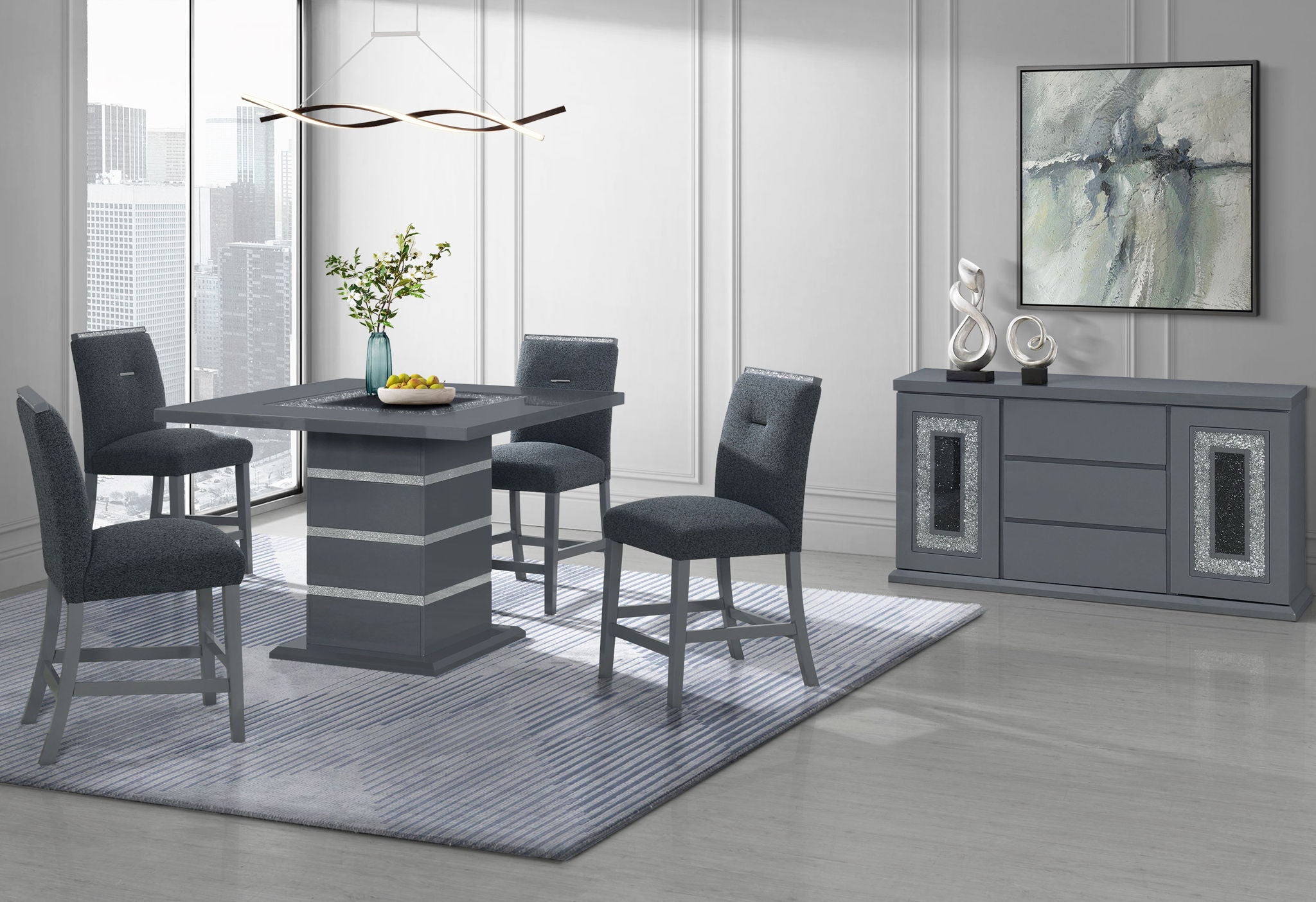 Monaco - Bar Table Top And Base - Dark Gray