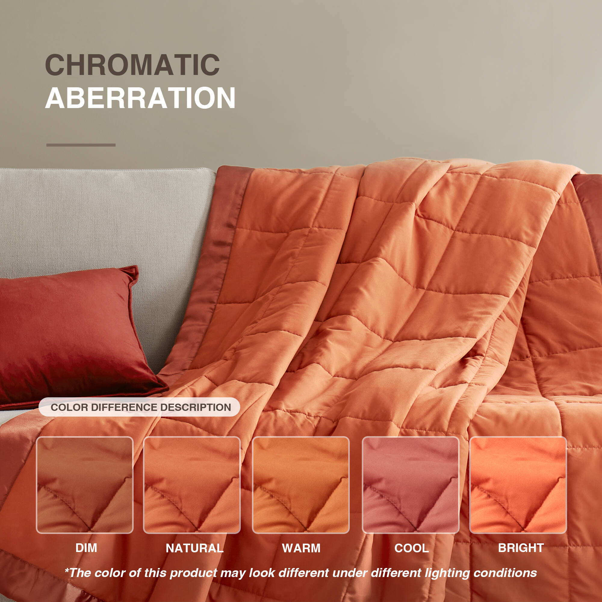 Windom - King Lightweight Down Alternative Blanket With Satin Trim - Orange