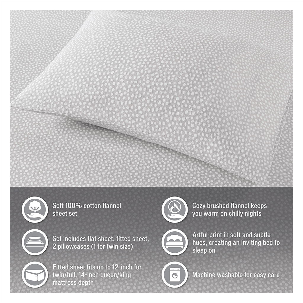 Cozy Flannel - Queen Printed Sheet Set - Gray Geo