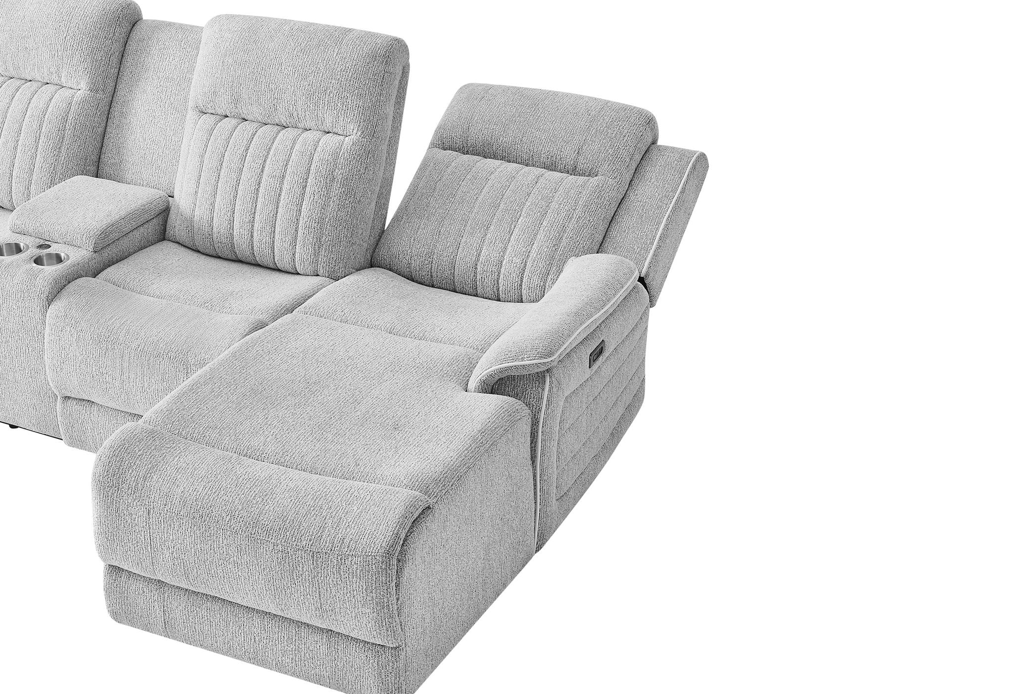 U8879 - 1 Power RAF Pushback Chaise With LED - Light Gray