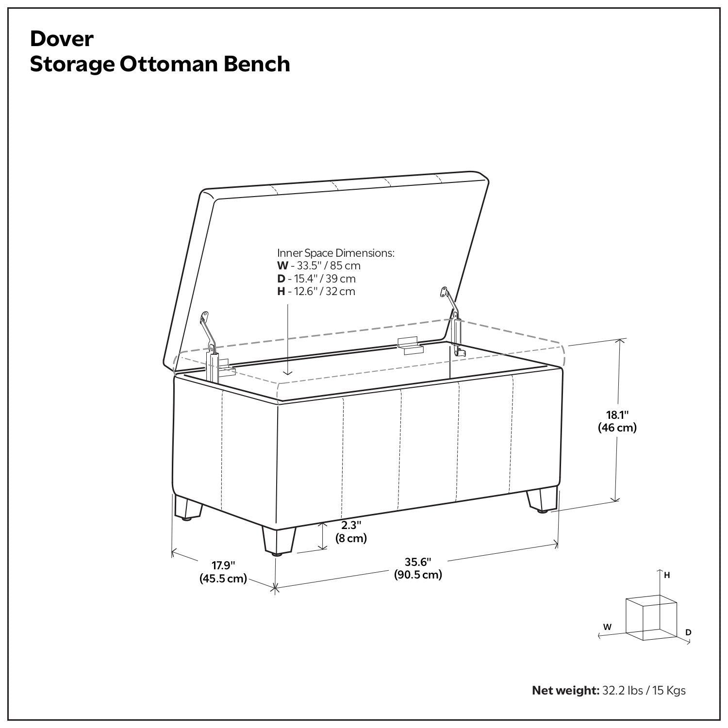 Dover - Storage Ottoman In Smoky Leather With Lift Up Storage - Brown