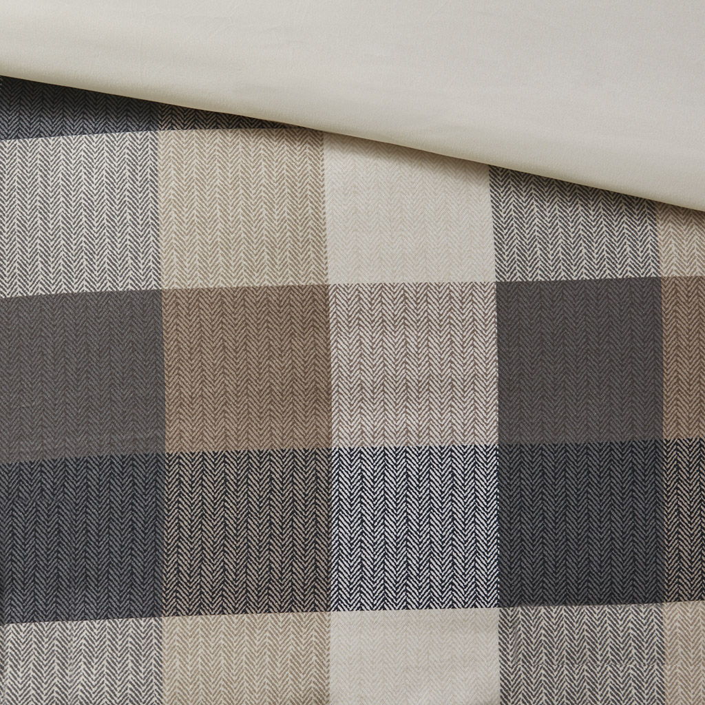 Ridge - 6 Piece Herringbone Duvet Cover Set - Neutral