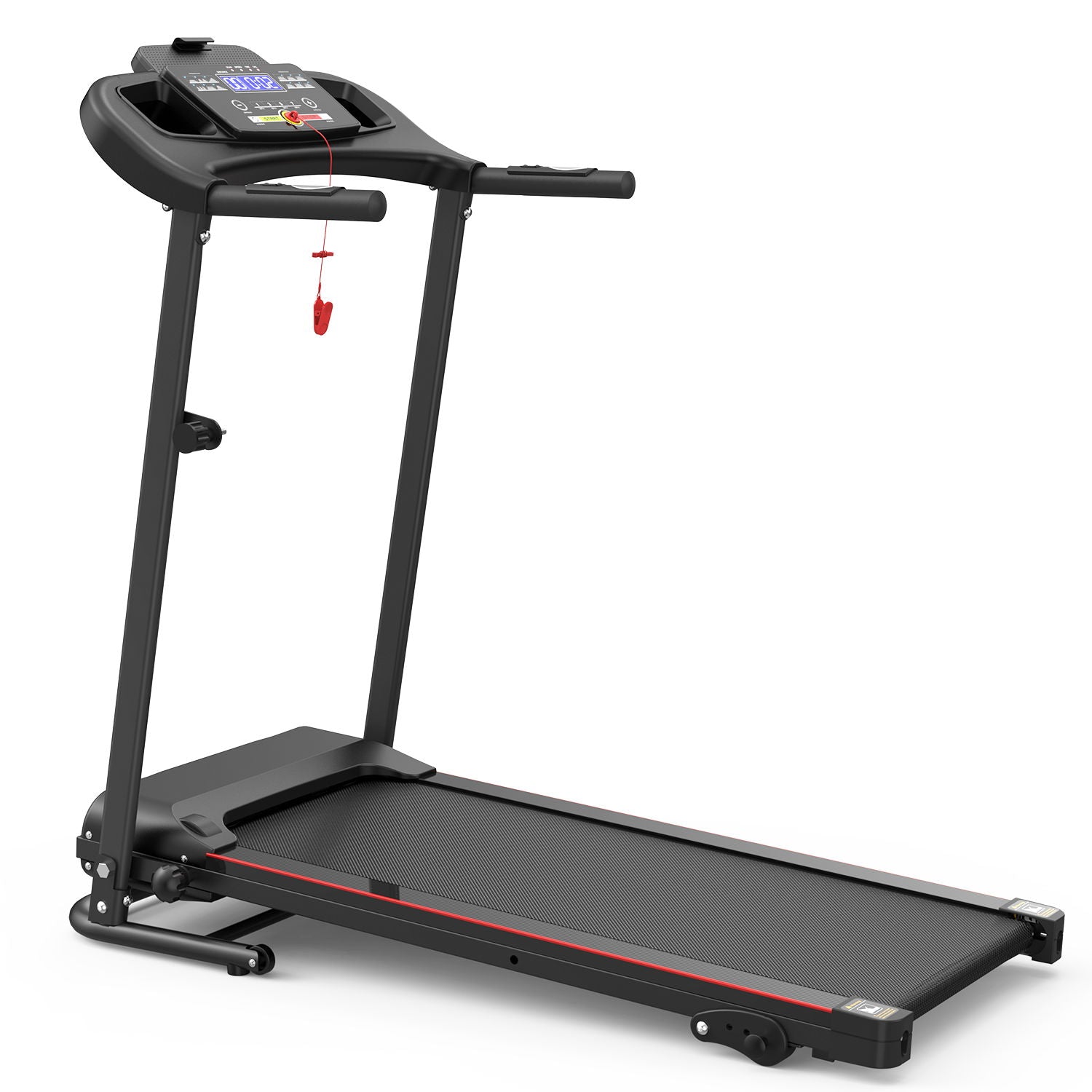 Foldable Electric Treadmill With 2.5Hp Motor, 12Km / H Speed, 3 Incline Levelstooth Music, Heart Rate Sensor, Spacious Running Belt For Indoor - Black