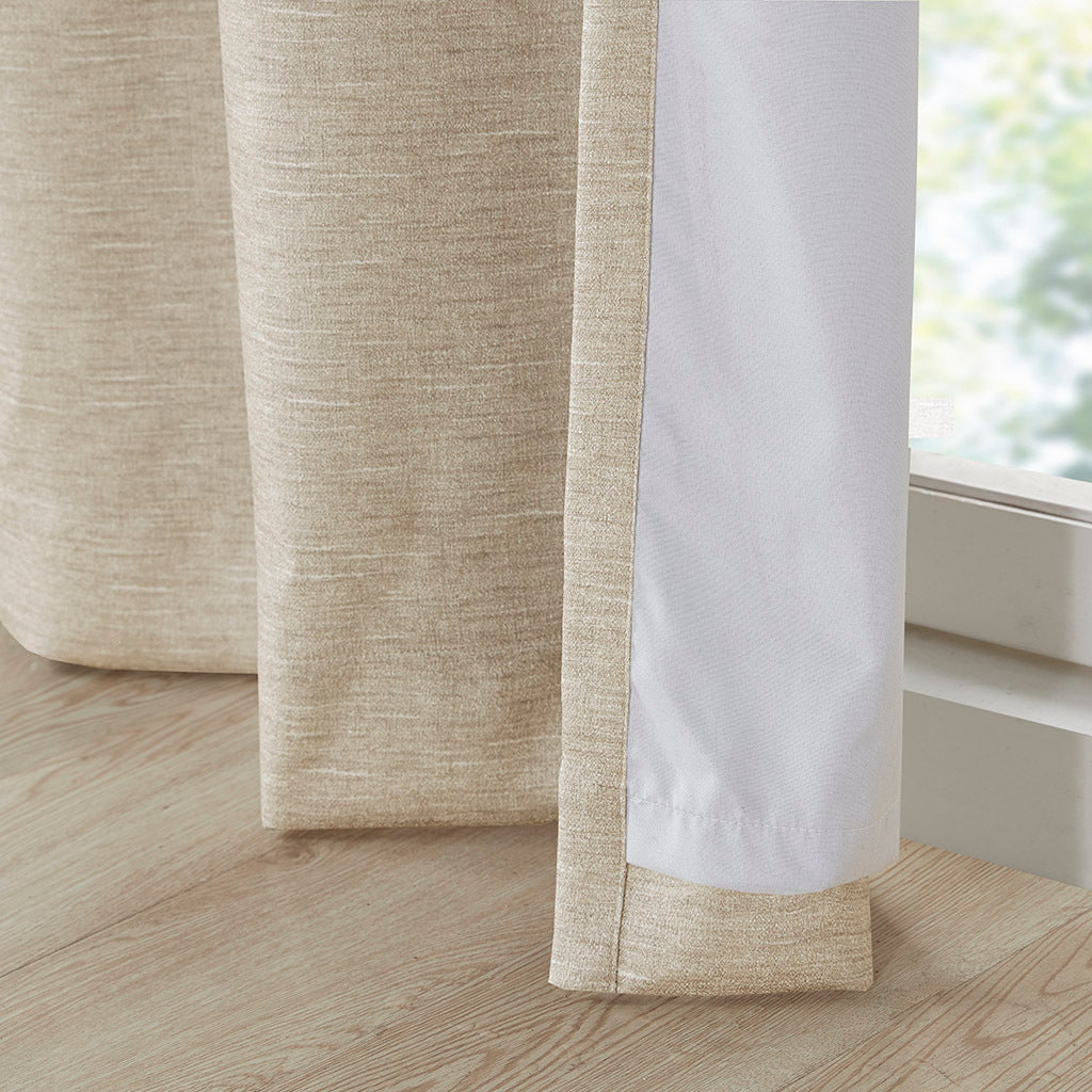 Tonal Printed Faux Silk Total Blackout Curtain Panel Pair