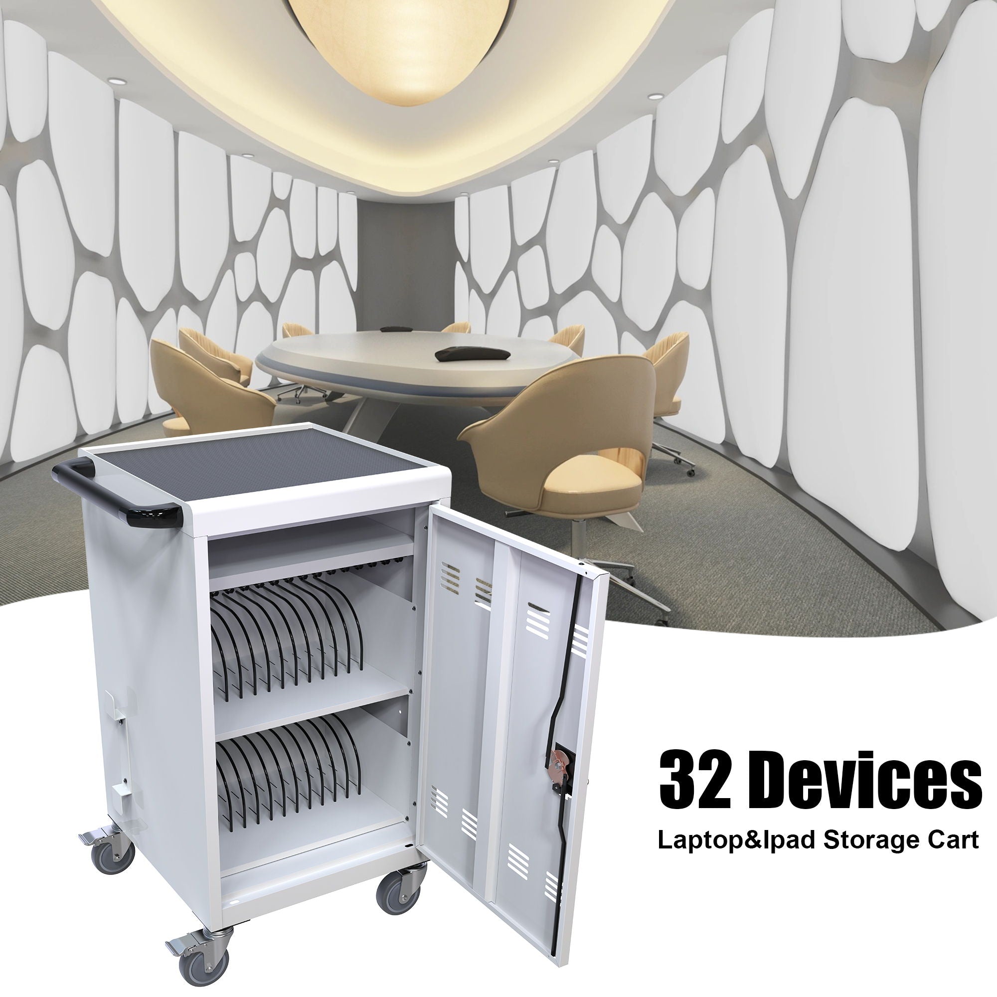 Mobile Charging Cart Station For book, Tablet And Laptop Computer With Power Strip Included