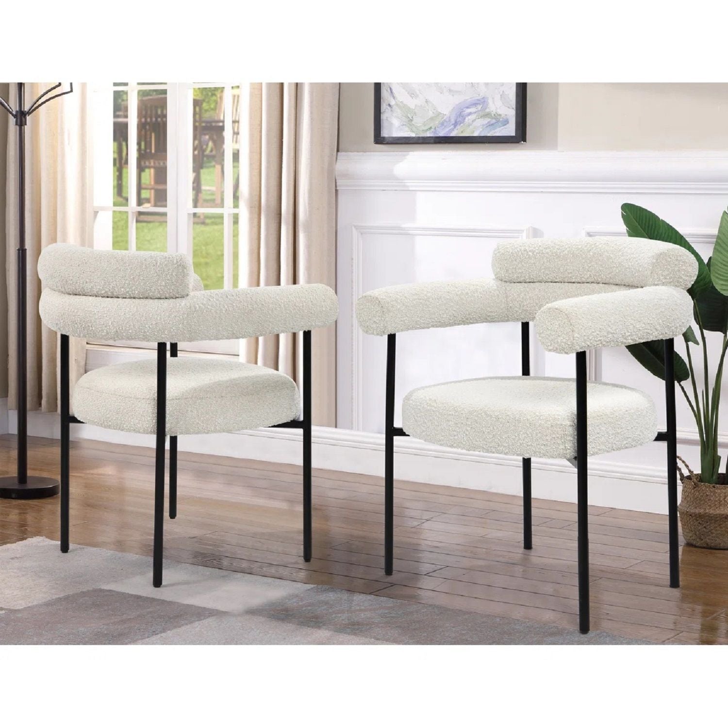 Upholstered Accent Dining Chairs With Armrests (Set of 2)