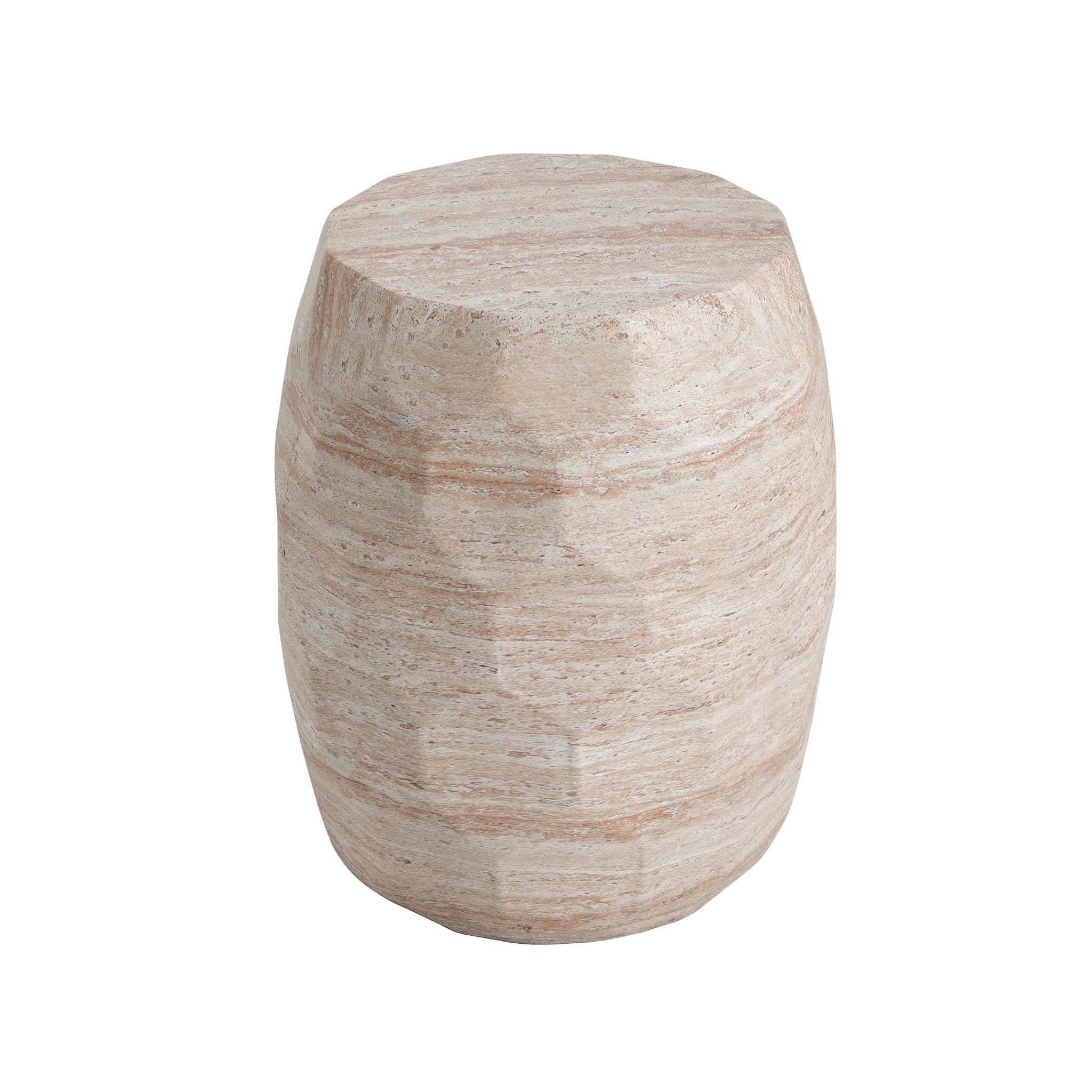 Travertine Lightweight Concrete Side Table For Indoor / Outdoor Use - Beige