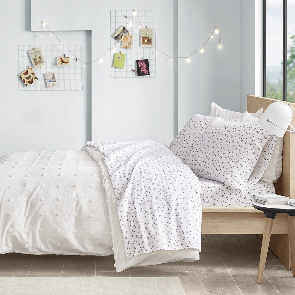 Cozy Soft - Queen Novelty Print Sheet Set - Gray Stars
