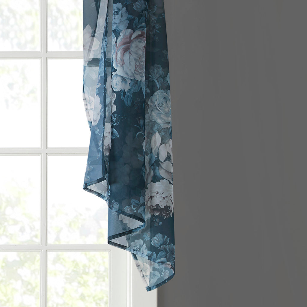 Printed Floral Voile Sheer Scarf