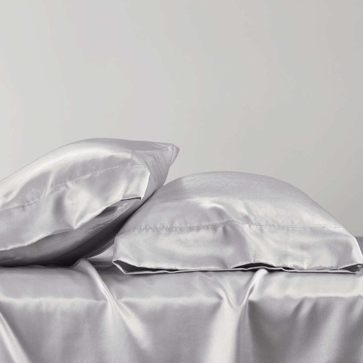 Satin - King Pillowcases (Set of 2) - Light Gray