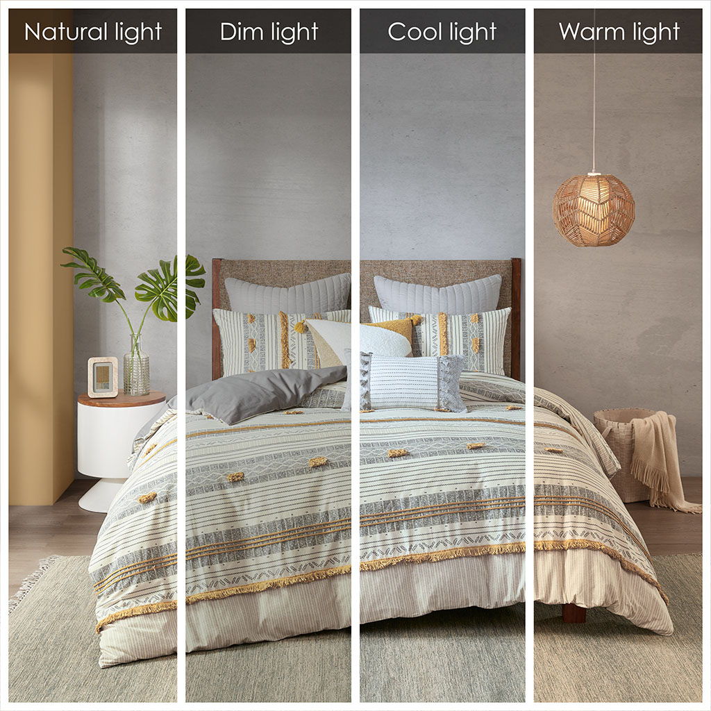 Cody - 3 Piece Duvet Cover Set - Gray / Yellow