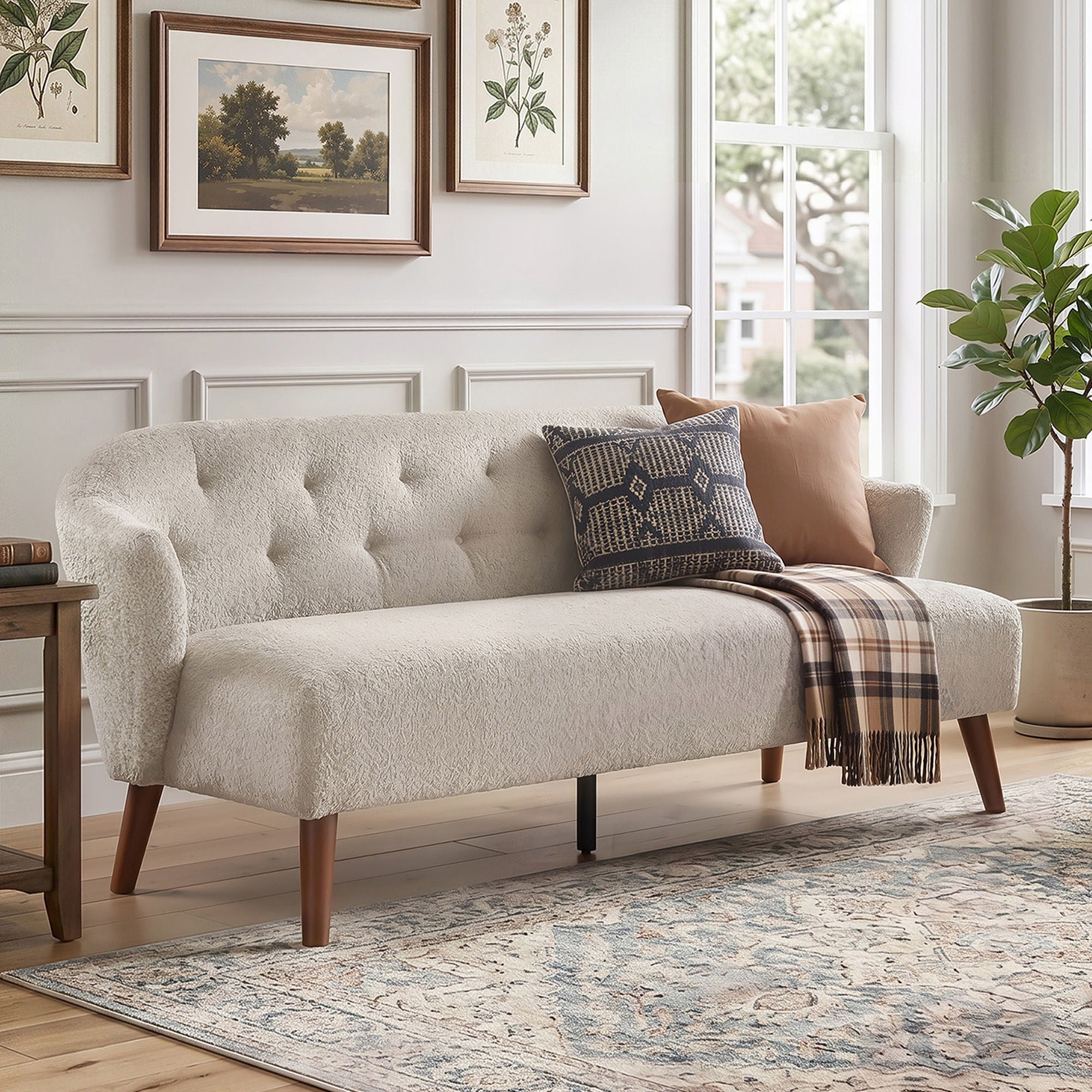 3 Seater Tufted Upholstered Couch Comfy Living Room Sofa