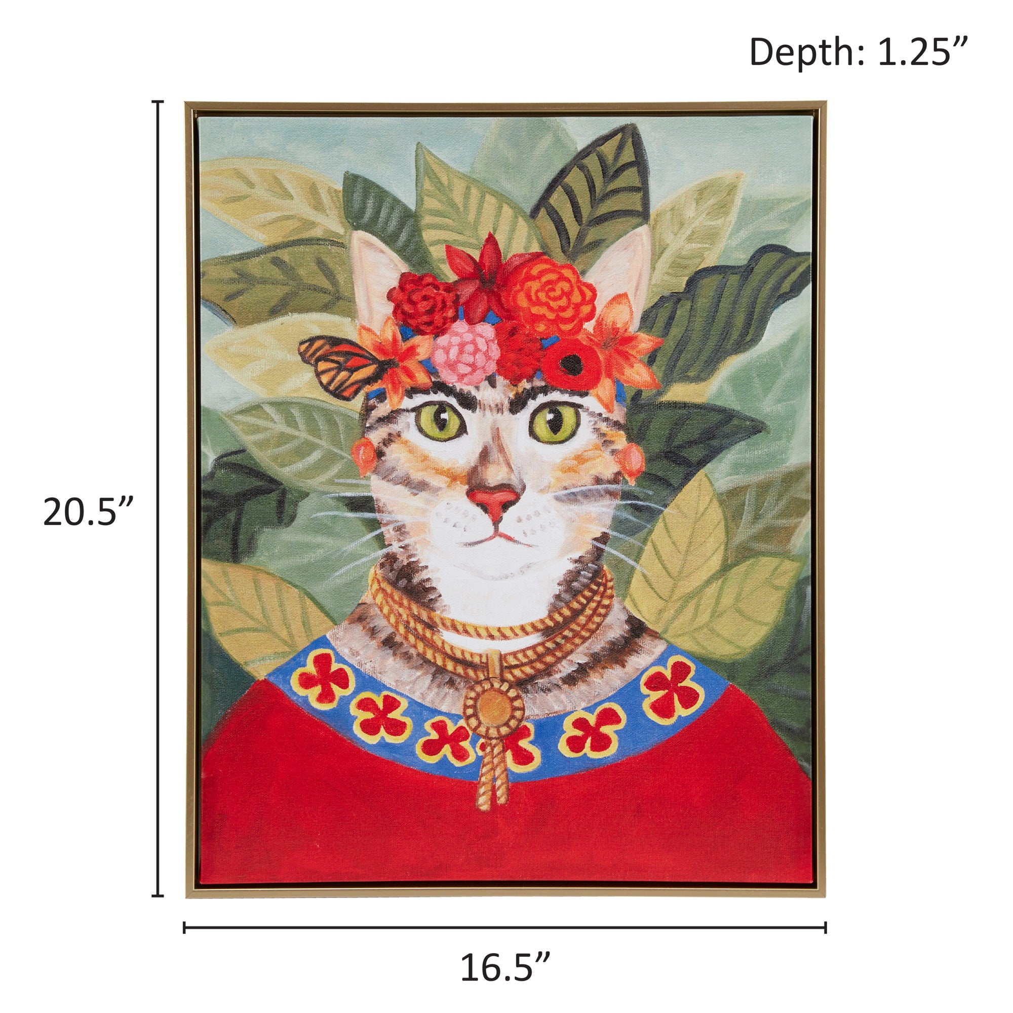 Pet Portrait - Bohemian Cat In Forest Framed Canvas Wall Art - Multi