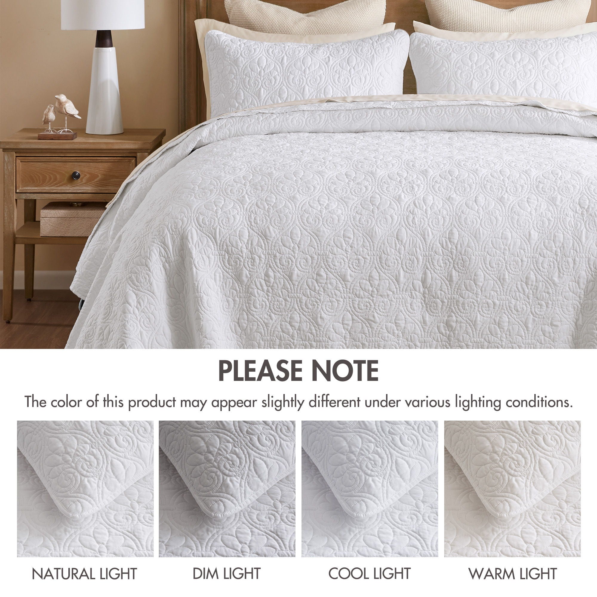 Quebec - Queen Reversible Bedspread Set - White