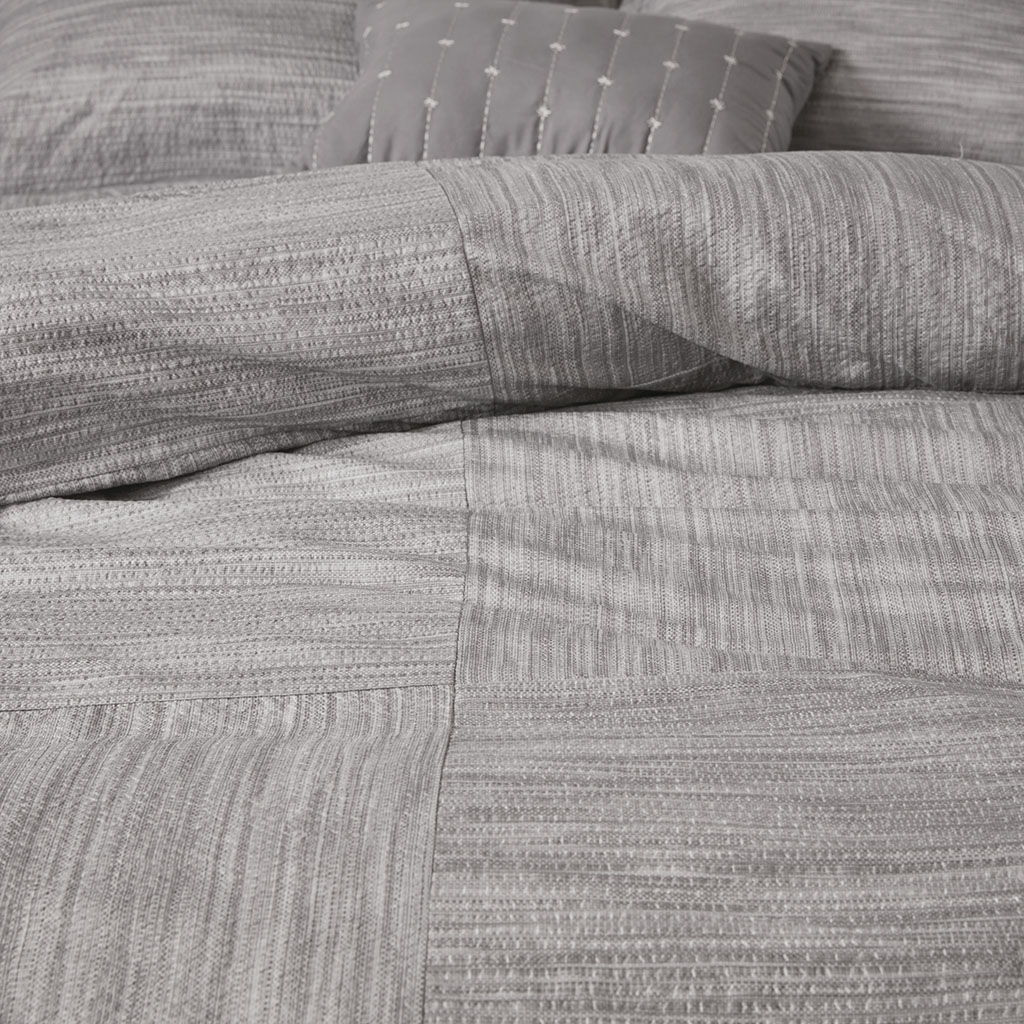 Walter - King 7 Piece Printed Comforter Set - Gray