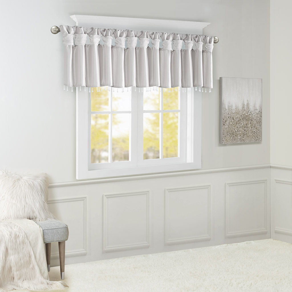 Emilia - Lightweight Valance With Beads - Silver