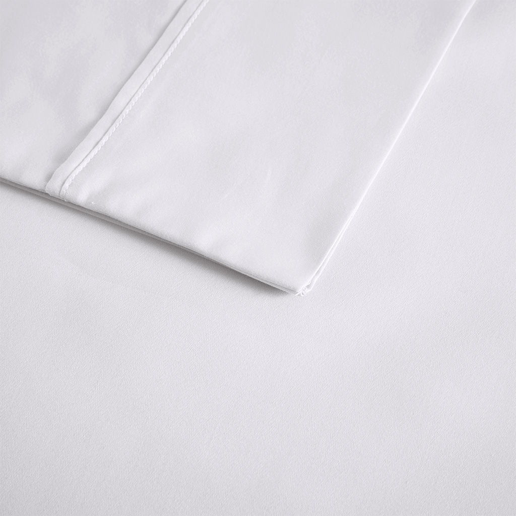600 Thread Count - Cooling Cotton Blend 4 Piece Queen Sheet Set - White