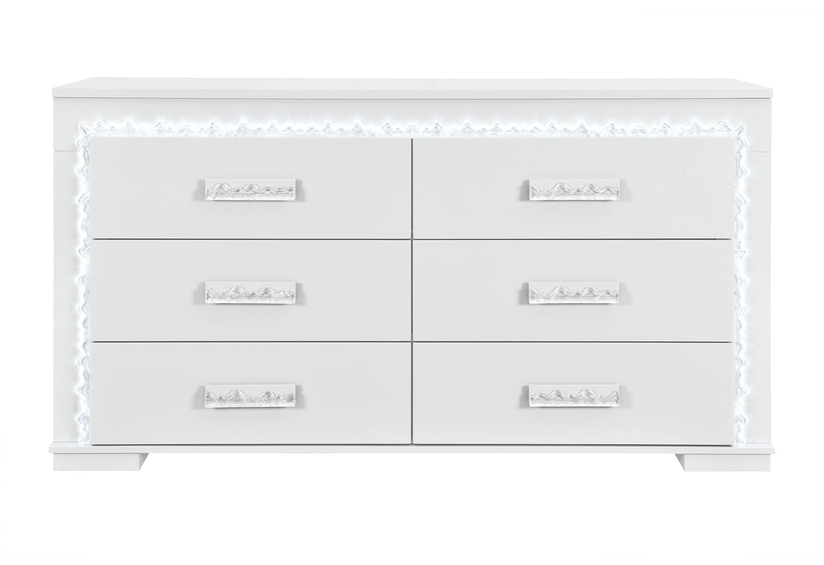 Naomi - 4 Piece Bedroom Set (King Bed, Dresser, Mirror, Nightstand) - Silver Marble