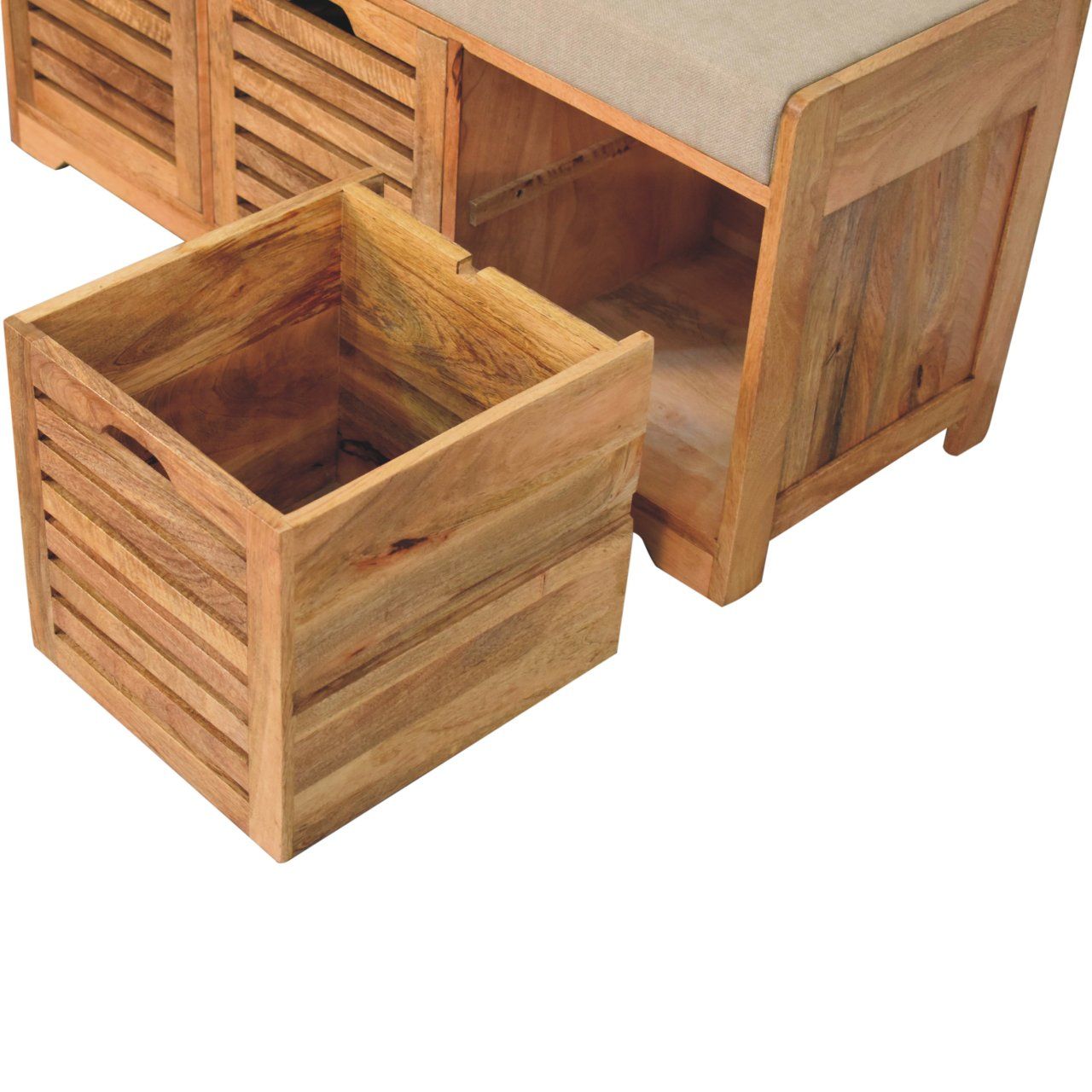 Shutter Shoe Bench, 3 Drawer - Oak