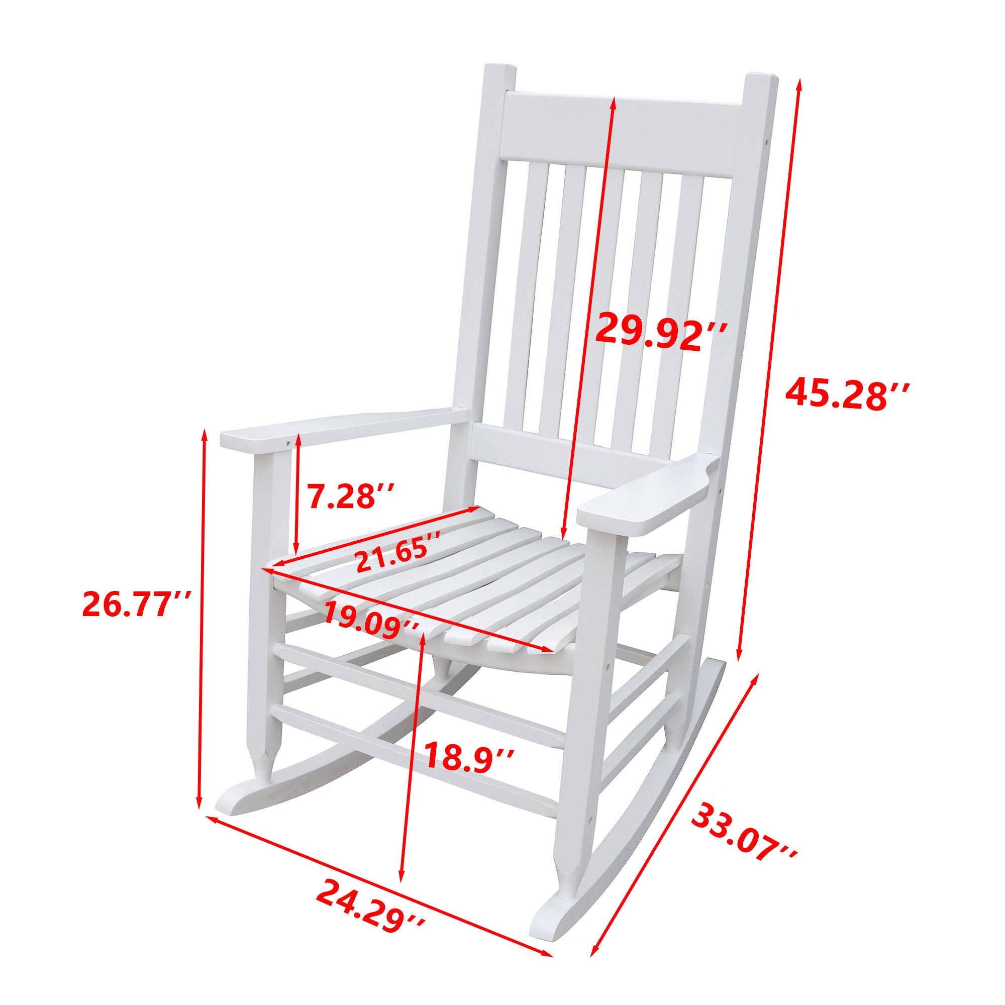Classic Wooden Porch Rocker Chair Populus Wood Comfortable Design