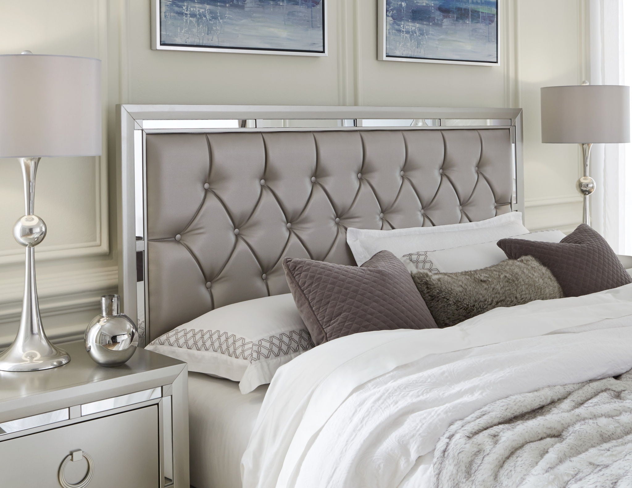 Riley - Queen Bed Headboard - Silver