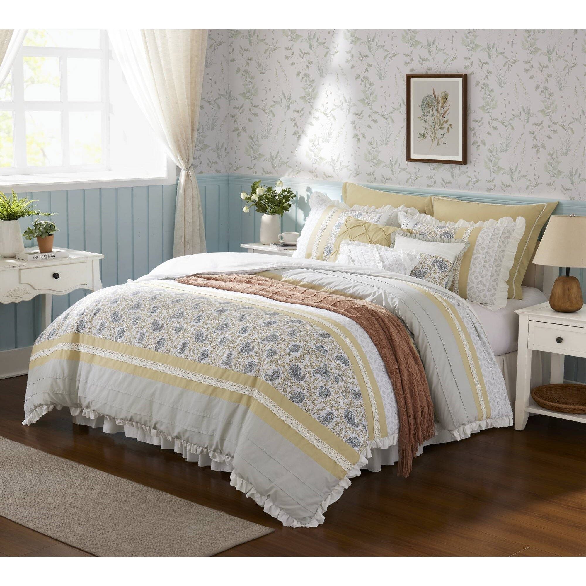 Dawn - California King 9 Piece Comforter Set - Yellow