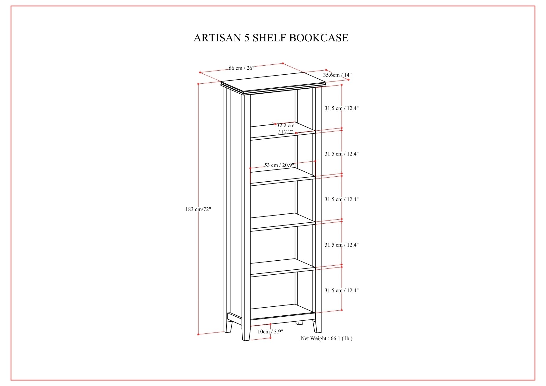 Artisan - 5 Shelf Bookcase - Black