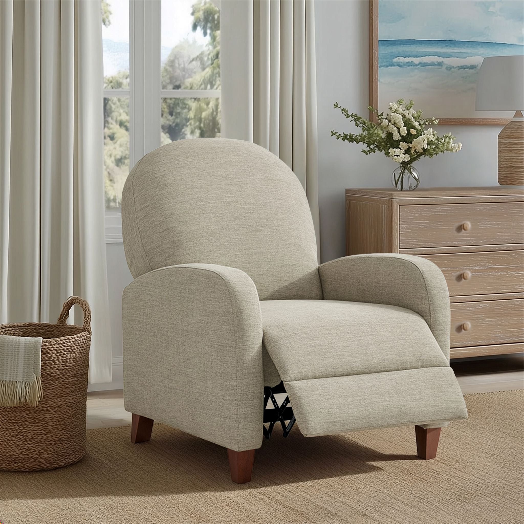 Raylin - Upholstered Push Back Recliner - Beige Multi