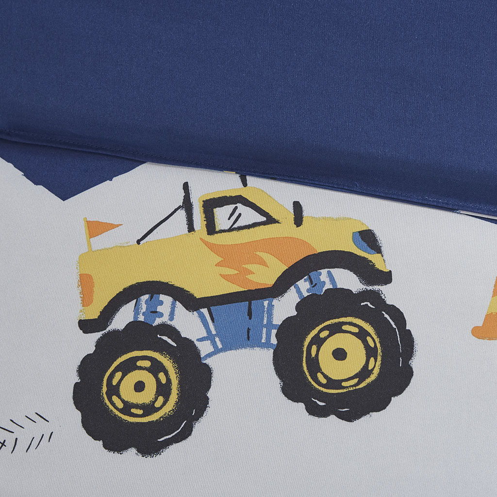 Nash - Twin Monster Truck Comforter Set - Blue