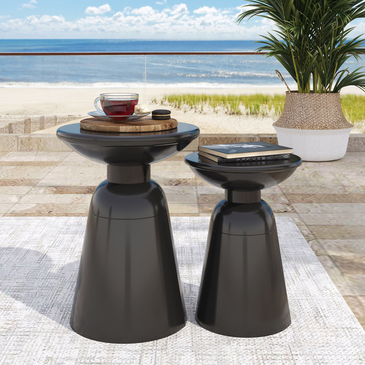 Serenita - Outdoor Side Tables With Flared Design (Set of 2)