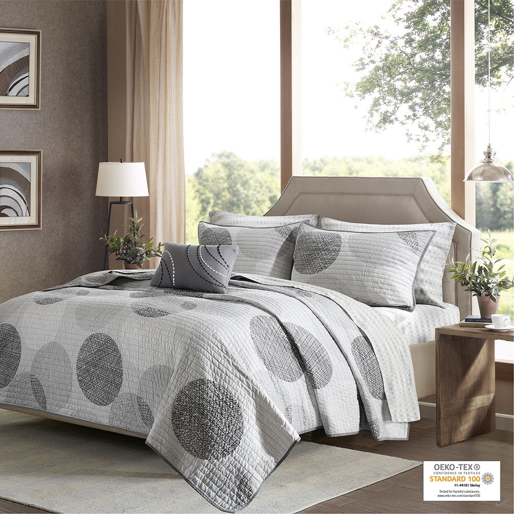 Knowles - Complete Reversible Coverlet And Sheet Set - Gray