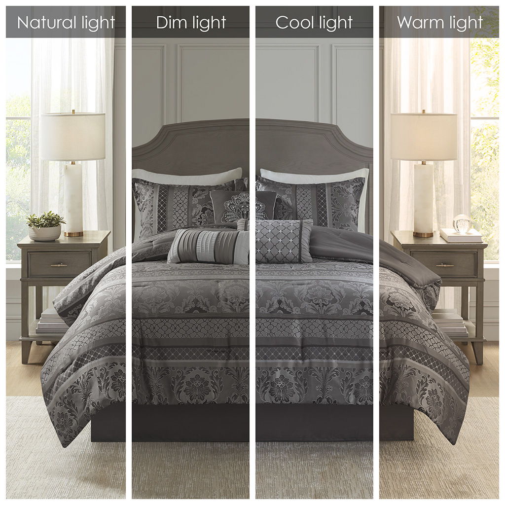 Bellagio - Queen 7 Piece Comforter Set - Gray