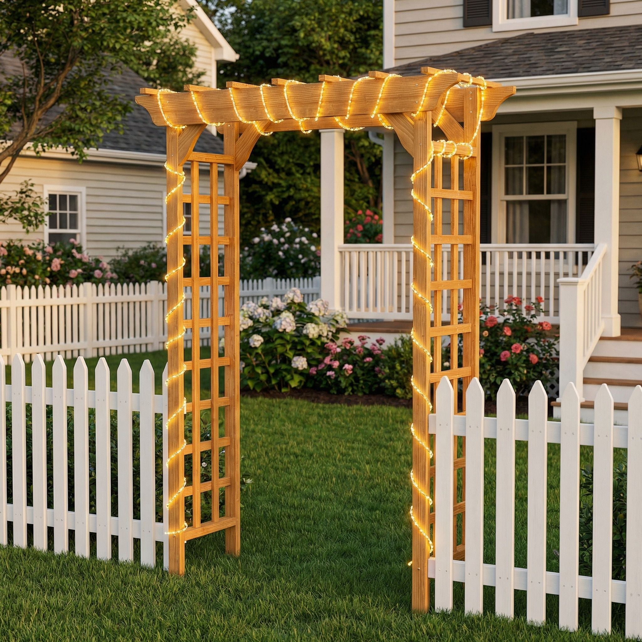 Arbor, Wedding Arch For Ceremony, Trellis For Plant Climbing, Christmas Decor Pergola For Garden Backyard - Yellow