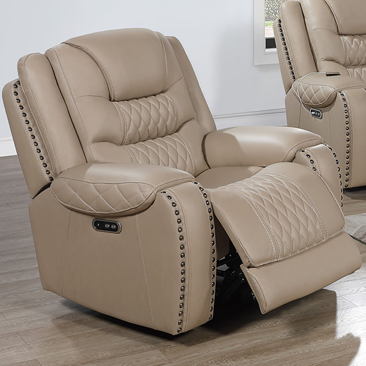 Power Recliner Single Chair With USB Port Living Room Comfort Seating - Toffee