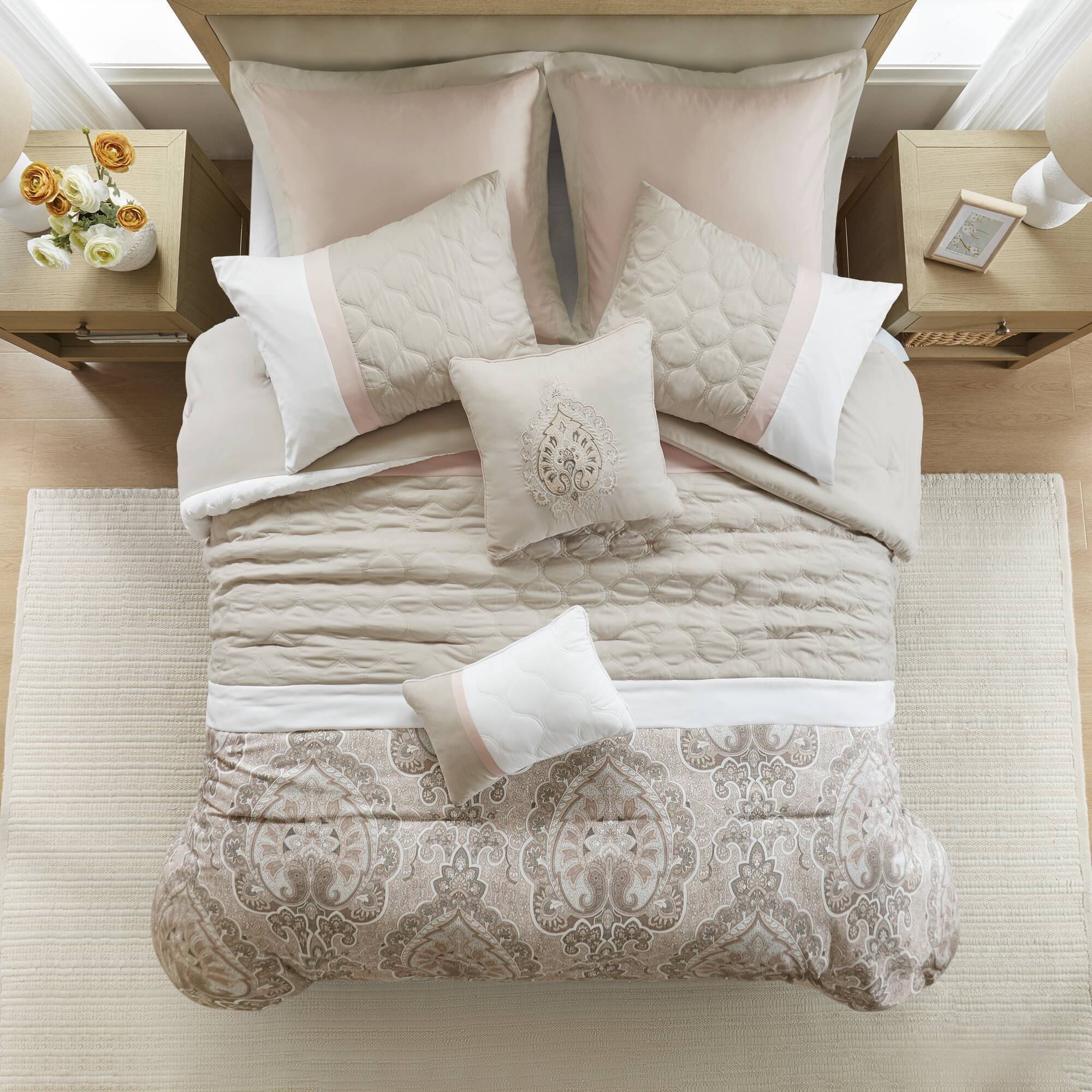 Shawnee - King 8 Piece Comforter Set - Blush