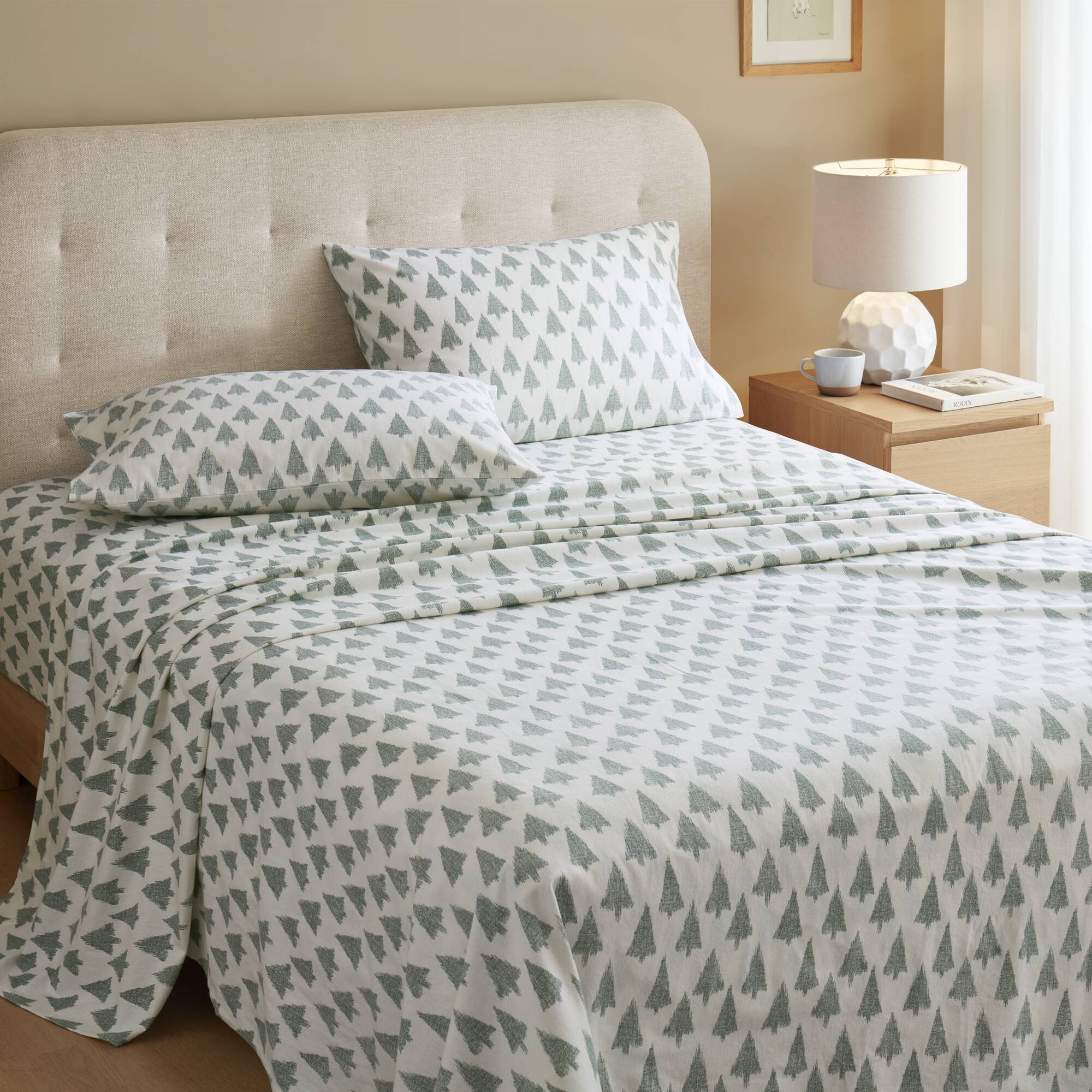 Cozy Cotton Flannel - Queen Printed Sheet Set - Ikat Tree