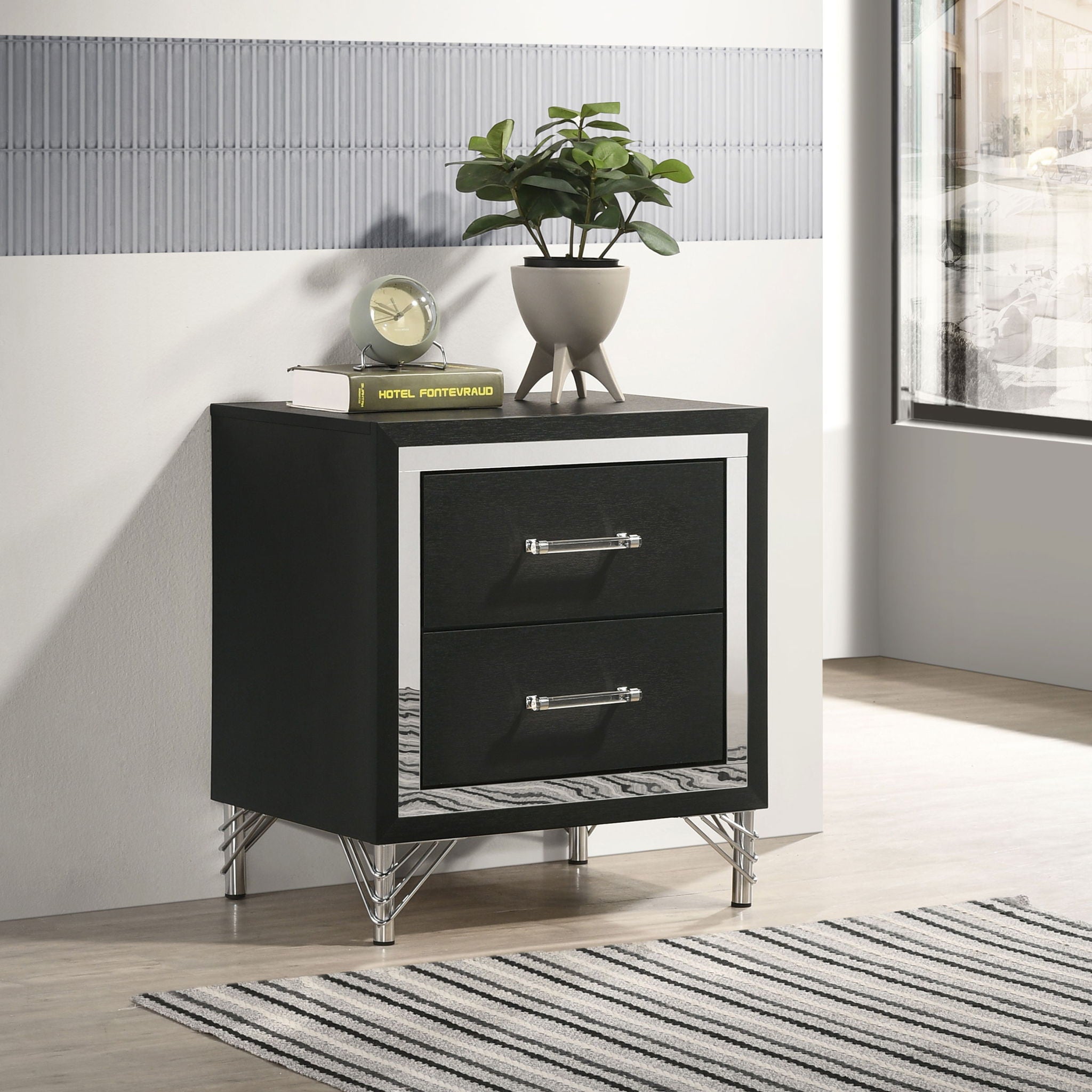 Malcolm - 2 Drawer Nightstand - Black