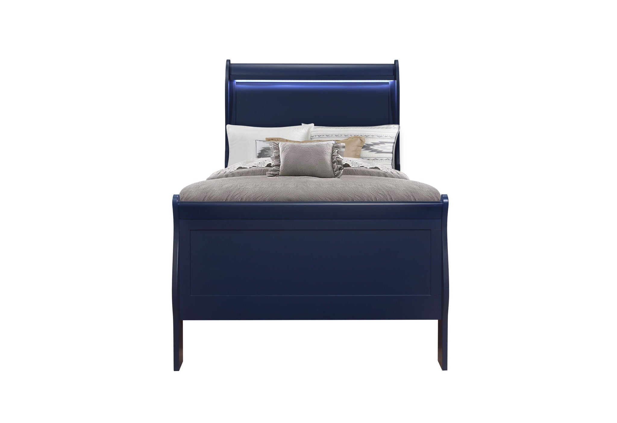 Charlie - Twin Bed With LED Side Rails - Blue