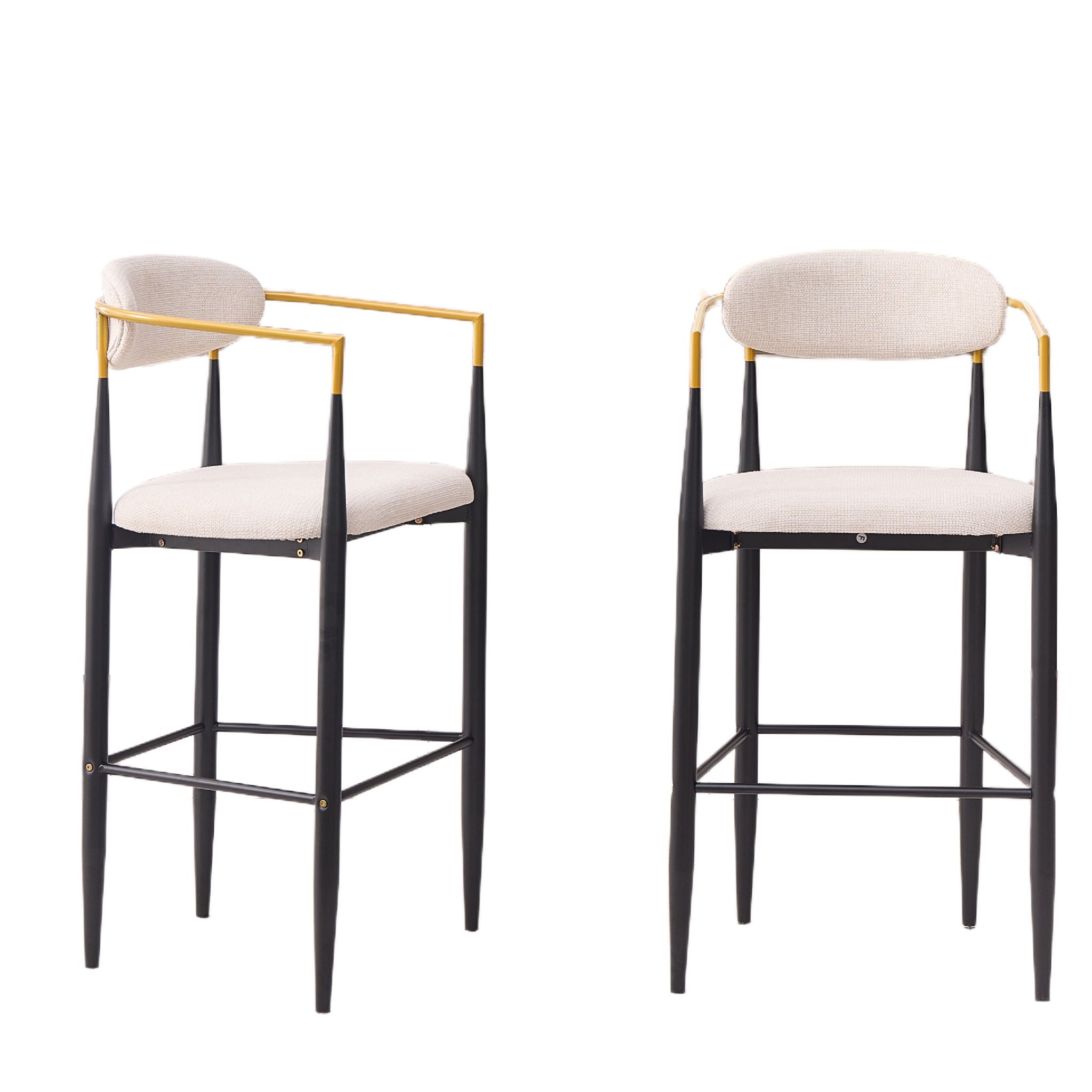 Upholstered Bar Stool With Ergonomic Design (Set of 2)