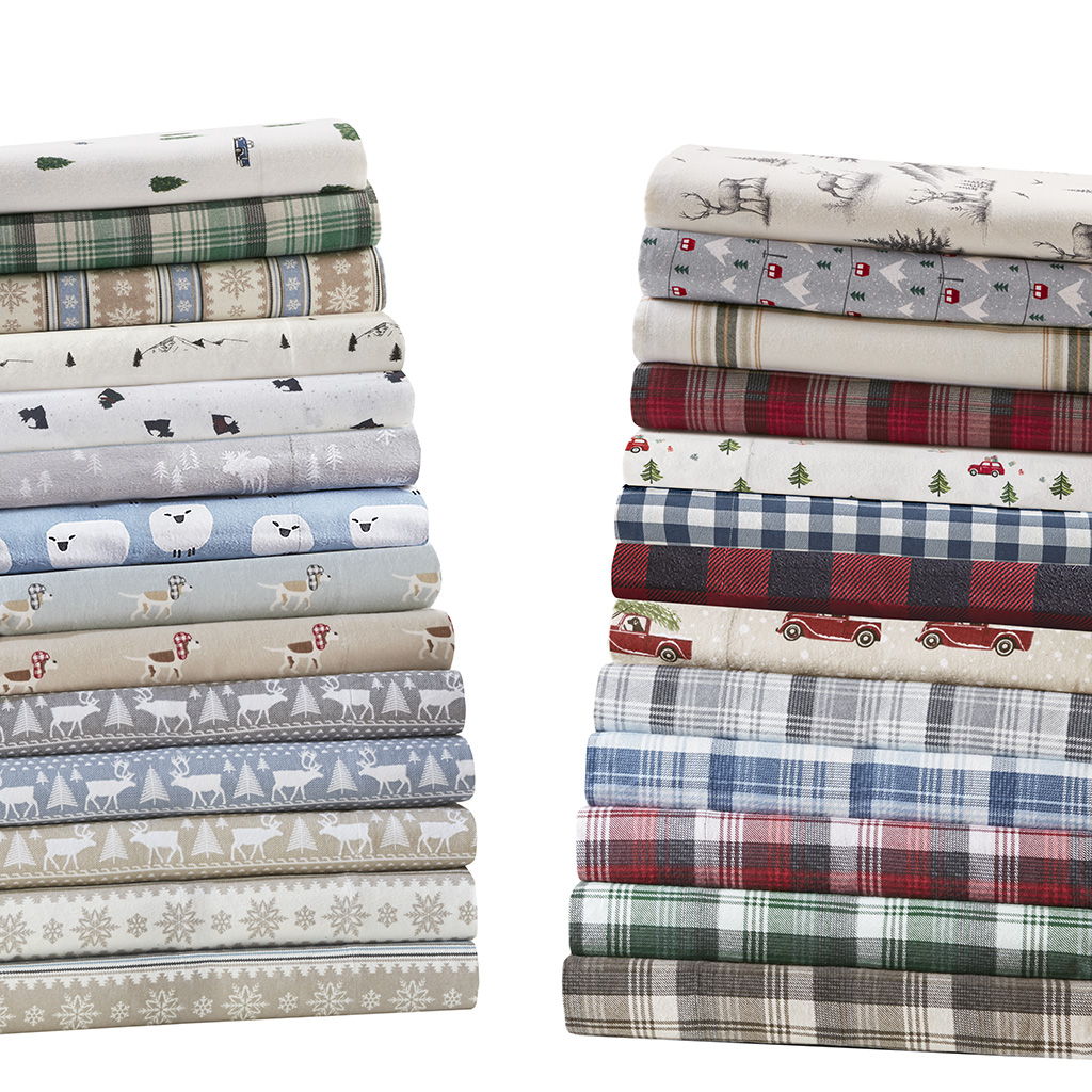 Flannel - 4 Piece Twin Sheet Set - Green Plaid