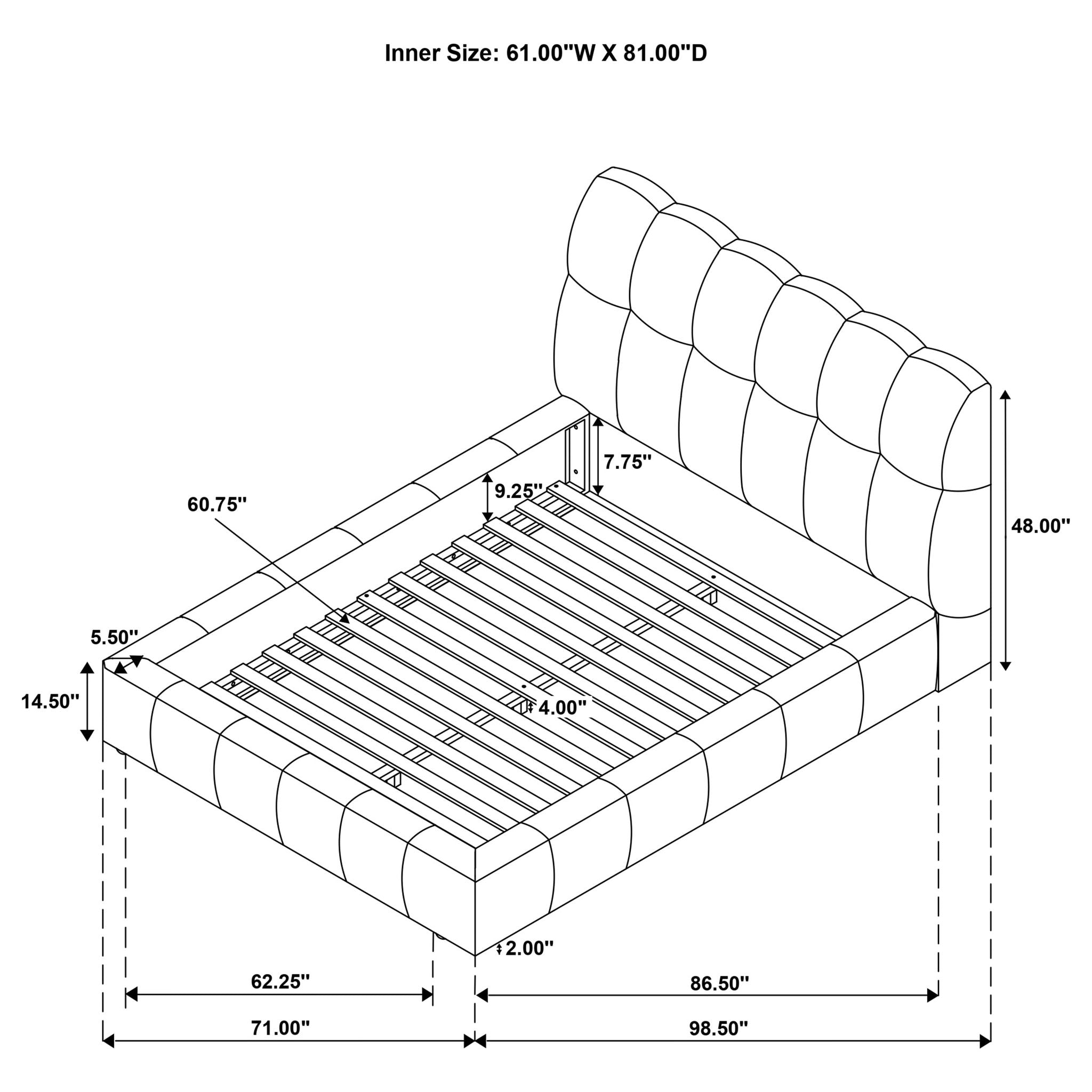 Branson - Platform Bed With Tufted Headboard