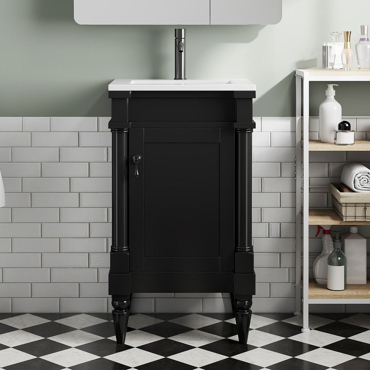 Bathroom Vanity With Sink, Storage Cabinet With Door, Drop In Sink, Compact Freestanding Design