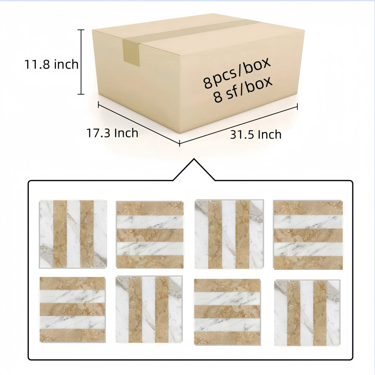 Elegant Waterjet Polished Marble Tile For Floor And Wall