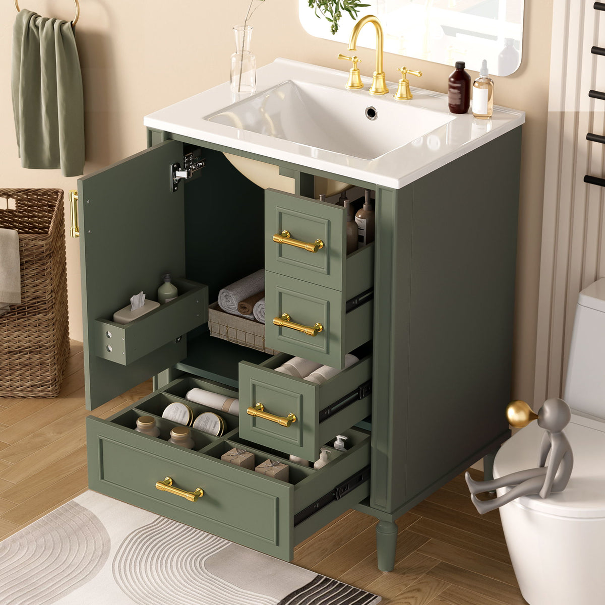 Traditional Bathroom Vanity Set With Soft Close Doors
