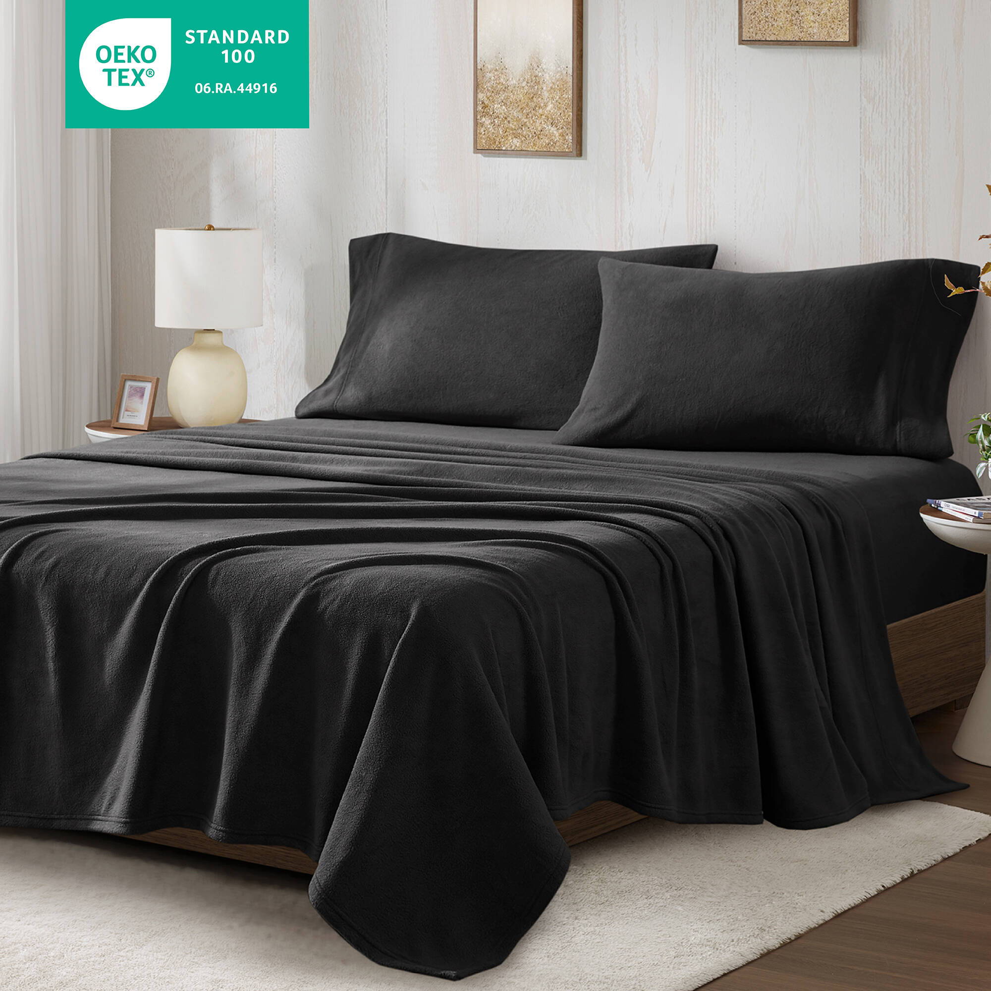 Micro Fleece - California King Sheet Set - Black