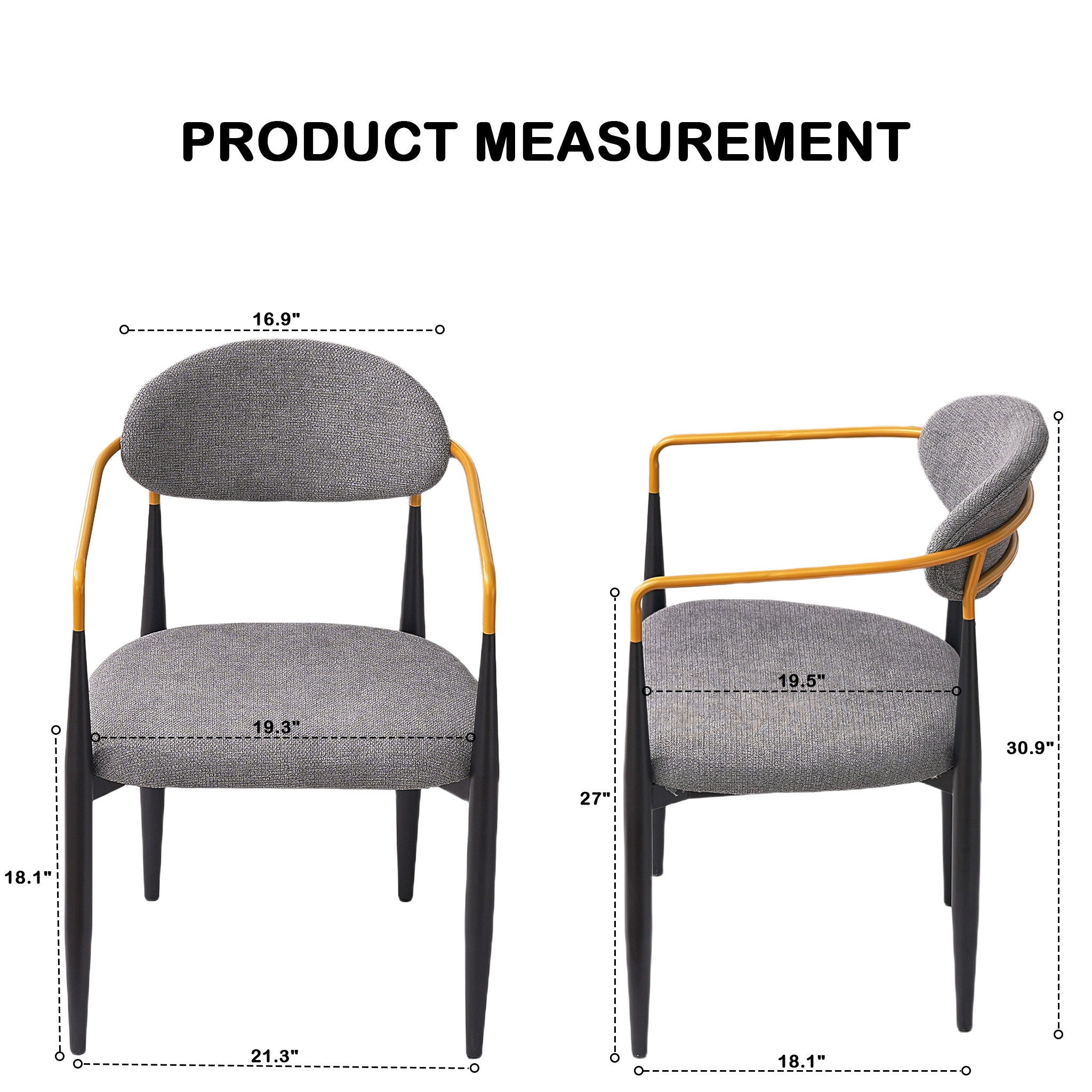 Modern Upholstered Dining Chair With Accented Armrests (Set of 2)