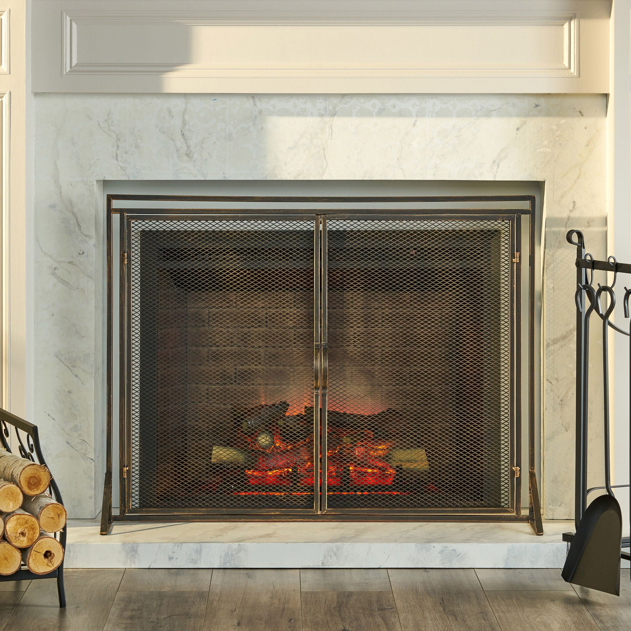 Samantha - Iron Fireplace Screen 2 Door Design